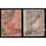 Perú 32/33 1887 Sellos de 1884-86 con sobrecarga Déficit Usados