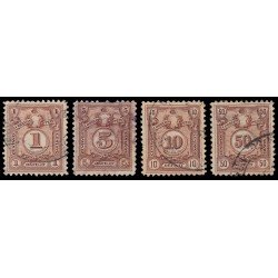 Perú Tasas 44/47 1909 Grabados Fondo de Líneas Usados Perú Tasas 44/47 1909 Grabados Fondo de Líneas Usados