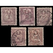 Perú Tasas 48/52 1921 Grabados Fondo de Líneas Usados