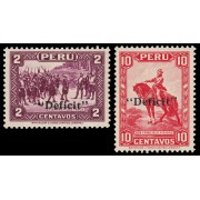 Perú Tasas 57/58 1935 Sellos de 1934-36 con sobrecarga Déficit MNH