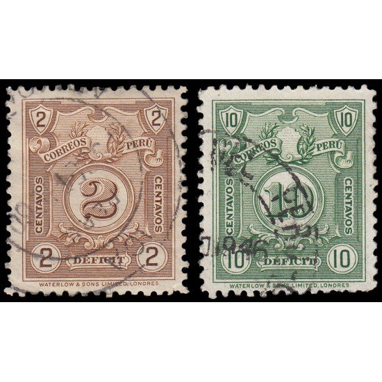 Perú Tasas 59/60 1936 Grabados Fondo de Líneas Firmado Waterlow Sons Usados Perú Tasas 59/60 1936 Grabados Fondo de Líneas Firmado Waterlow Sons Usados