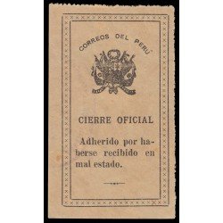 Perú Sellos de Devolución 5 1908-16 Fondo liso Usado Perú Sellos de Devolución 5 1908-16 Fondo liso Usado