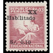 Perú Beneficencia 5 1966 En beneficio de la educación Nacional Firma Thomas de la Rue Con sobrecarga MNH