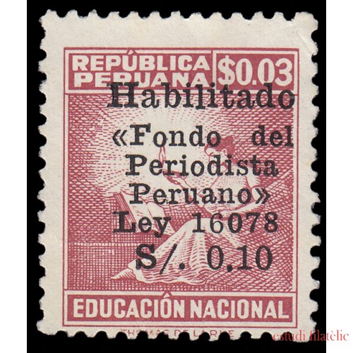 Perú Beneficencia 6a 1967 En beneficio de la educación Nacional Firma Thomas de la Rue Con sobrecarga en negro MH