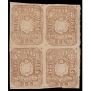 Perú Arequipa 10 1883-84 Escudos en relieve Bl.4 MNH