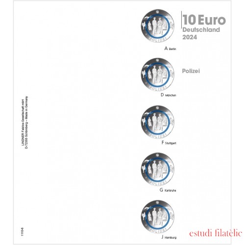 Lindner 1110-6 Hoja pre-impresa karat para monedas de 10 euros Alemania 2024 