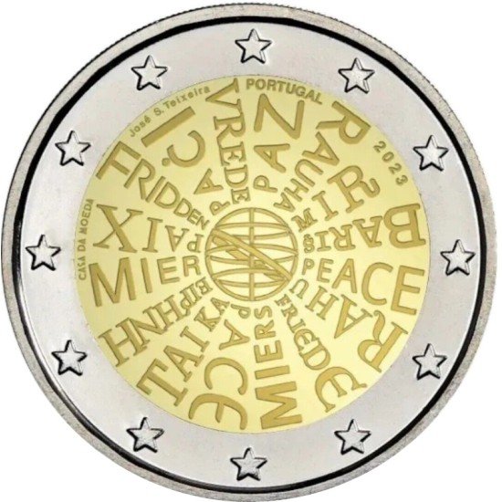 Portugal 2023 2 € euros conmemorativos Paz entre las Naciones Portugal 2023 2 € euros conmemorativos Paz entre las Naciones
