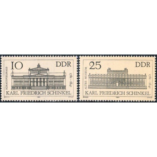 VAR1/S Alemania Oriental DDR Nº 2276/77 1981 200º Aniv. de Karl Friedrich Schinkel Lujo VAR1/S Alemania Oriental DDR Nº 2276/77 1981 200º Aniv. de Karl Friedrich Schinkel Lujo