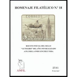 España Spain Homenaje Filatélico 18 2023 Boceto inicial del sello Autogiro España Spain Homenaje Filatélico 18 2023 Boceto inicial del sello Autogiro