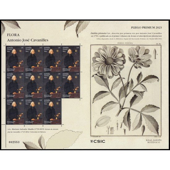 España Pliego Premium 142 2023 Flora Antonio José Cavanilles MNH España Pliego Premium 142 2023 Flora Antonio José Cavanilles MNH