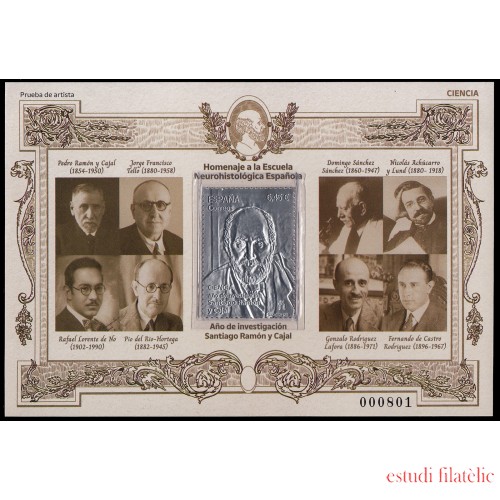 España Spain Prueba de lujo 172 2023 Ciencia Año de investigación Santiago Ramón y Cajal con sello en plata