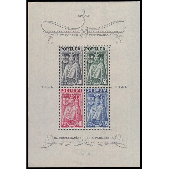 Portugal HB 12 1946 3º centenario de la proclamación de la patrona Virgen MNH