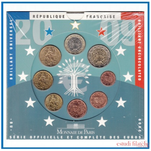 Francia France 2009 Cartera Oficial Monedas € euros Set Coin