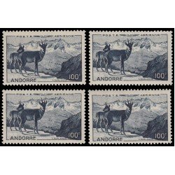 Andorra Francesa Aéreo 1 1950 Animales Glacial 4 unidades MNH Andorra Francesa Aéreo 1 1950 Animales Glacial 4 unidades MNH