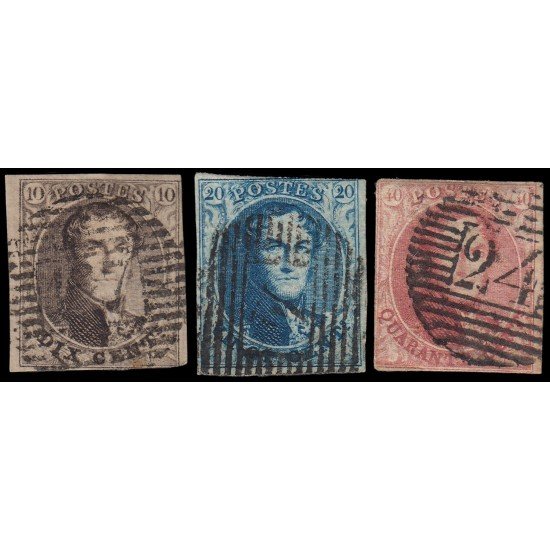Bélgica 6/8 1851 Medallón del Rey Leopoldo I papel normal y grueso Usados Bélgica 6/8 1851 Medallón del Rey Leopoldo I papel normal y grueso Usados