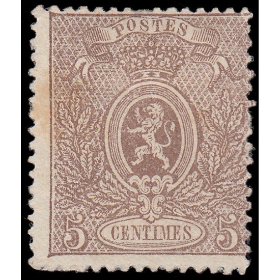 Bélgica 25 1867 Escudo León pequeño perforado MH Bélgica 25 1867 Escudo León pequeño perforado MH