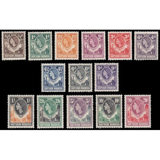 Rhodesia del Norte 59/72 1953 La reina Isabel II y los animales MNH Rhodesia del Norte 59/72 1953 La reina Isabel II y los animales MNH