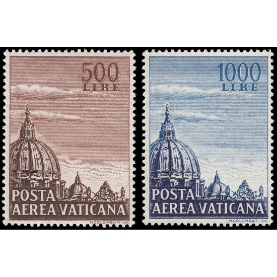 Vaticano Aéreo 22/23 1953 Basílica S.Pedro MNH Vaticano Aéreo 22/23 1953 Basílica S.Pedro MNH
