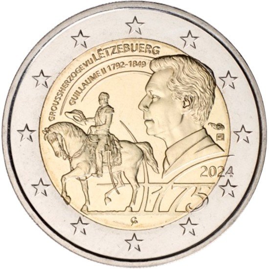 Luxemburgo 2024 2 € euros conmemorativos Guillermo II Luxemburgo 2024 2 € euros conmemorativos Guillermo II