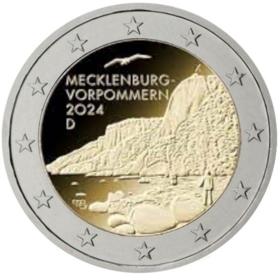 Alemania 2024 2 € euros conmemorativos Königsstuhl ( 5 cecas ) Alemania 2024 2 € euros conmemorativos Königsstuhl ( 5 cecas )