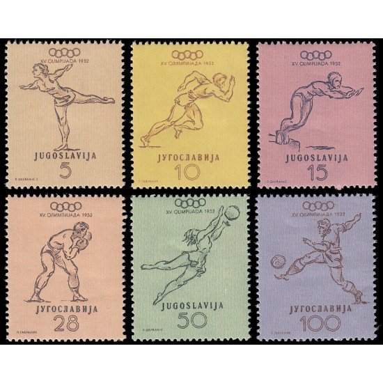 Yugoslavia 611/16 1952 Juegos Olímpicos de Verano Helsinki MNH Yugoslavia 611/16 1952 Juegos Olímpicos de Verano Helsinki MNH