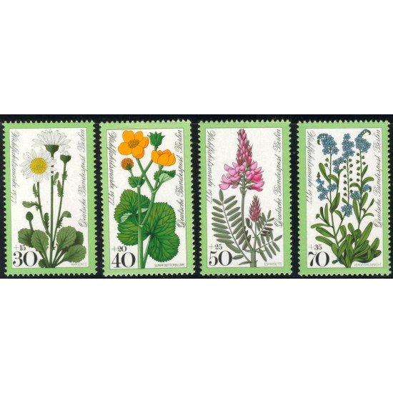 FL3/S  Alemania  Berlín  Nº 518/21  1977  Sorteo benéfico-flores de la pradera-Lujo