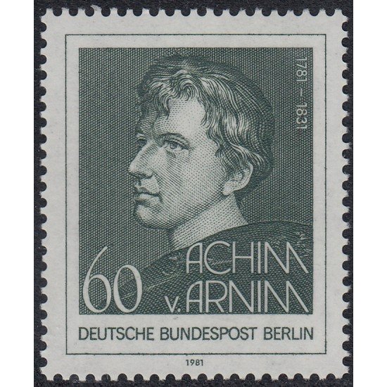 Alemania Berlín 598 1981 200  Aniversario del poeta Achim von Arnin MNH
