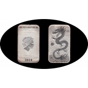 Australia 1 OZ onza  2018 Dragon 1$  Rectangular Plata Ag
