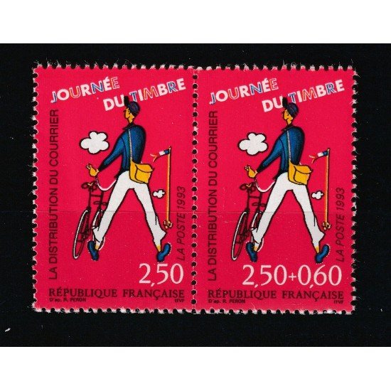 France Francia 2793a 1993 Día del sello Cartero en bicicleta MNH France Francia 2793a 1993 Día del sello Cartero en bicicleta MNH
