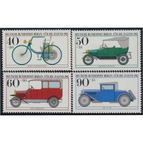 Alemania Berlín 621/24 1982 Sorteo por la juventud vehículos históricos MNH