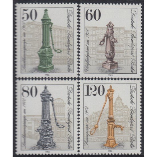 Alemania Berlín 650/53 1983 Bombas de agua de la calle del 1900 MNH Alemania Berlín 650/53 1983 Bombas de agua de la calle del 1900 MNH