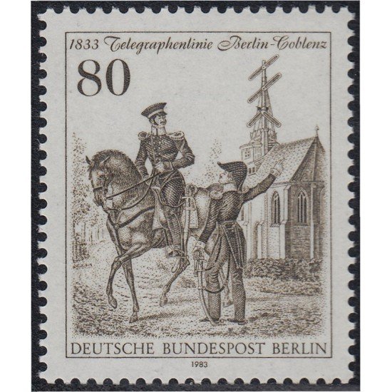 Alemania Berlín 654 1983 150º Aniversario 1ª línea telégrafo Berlín - Coblence MNH