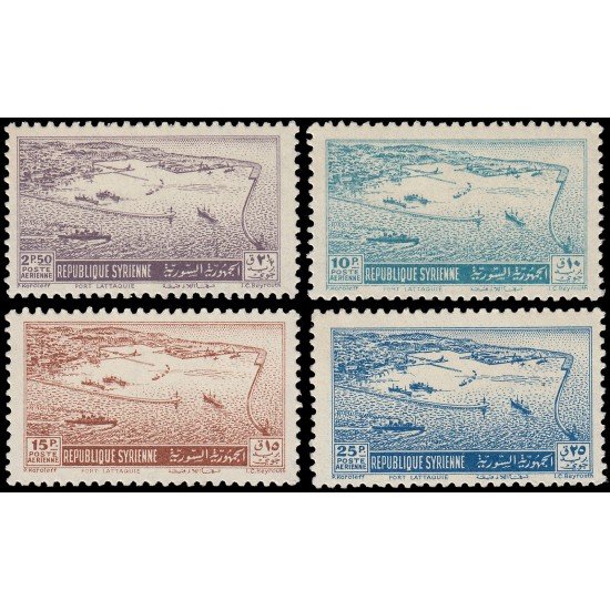 Siria Sirya Aéreo 34/37 1951 Puerto de Latakia MNH Siria Sirya Aéreo 34/37 1951 Puerto de Latakia MNH
