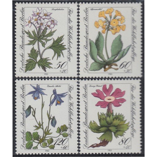 Alemania Berlín 664/67 1983 Sorteo benéfico flores de los Alpes MNH