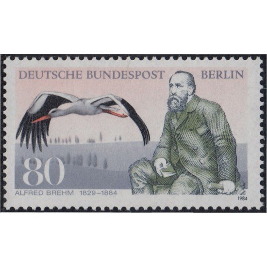 Alemania Berlín 683 1984 Centenario de la muerte de Alfred Edmund Brehm MNH