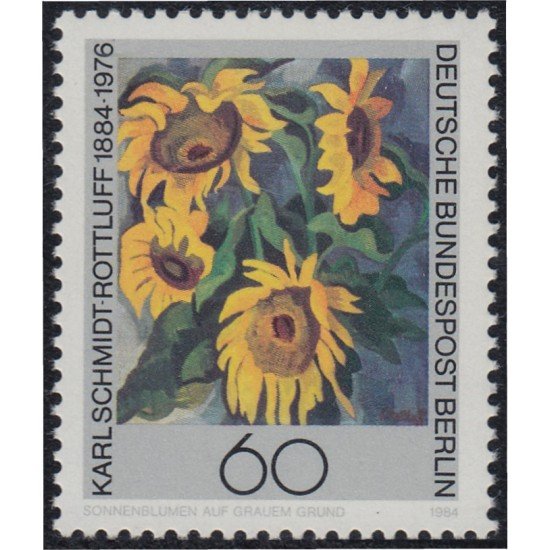 Alemania Berlín 689 1984 Centenario del nacimiento de Karl Schmidt Rottuff pintor Girasoles flores flowres MNH