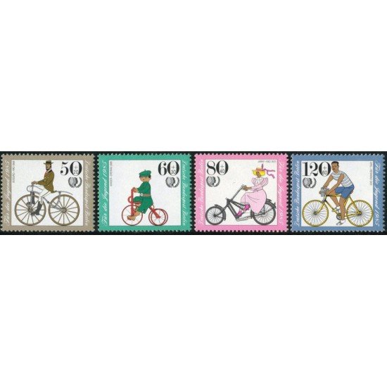 DEP7/S  Alemania Berlín  695/98 1985 Sorteo por la juventud (año inter.) historia de la bicicleta MNH