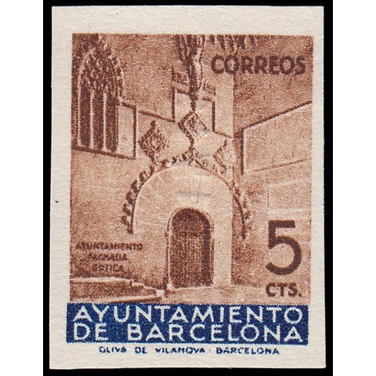Barcelona 13 1936 Puerta Gótica del Ayuntamiento Sin dentar Sin goma Barcelona 13 1936 Puerta Gótica del Ayuntamiento Sin dentar Sin goma