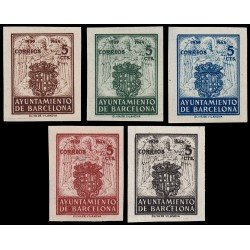 Barcelona 55/59 1944 Escudo nacional Sin dentar Sin goma Barcelona 55/59 1944 Escudo nacional Sin dentar Sin goma