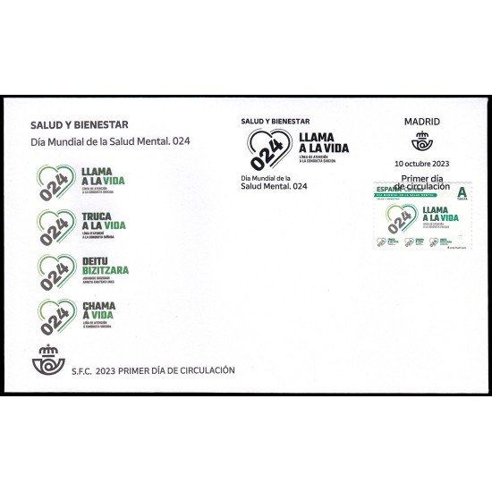 España Spain 5698 2023 Día mundial de la salud mental 024 SPD Sobre Primer Día Tarifa A
