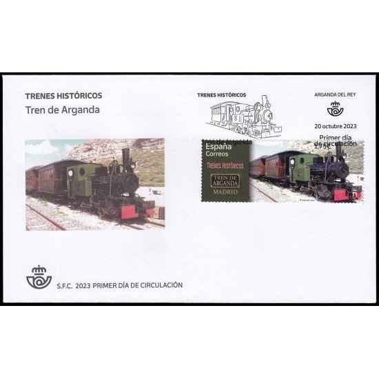 España Spain 5702 2023 Trenes históricos Tren de Arganda SPD Sobre Primer Día