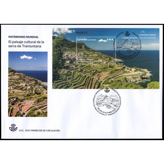 España Spain 5703 2023 Patrimonio Mundial El paisaje cultural de la serra de Tramuntana SPD Sobre Primer Día
