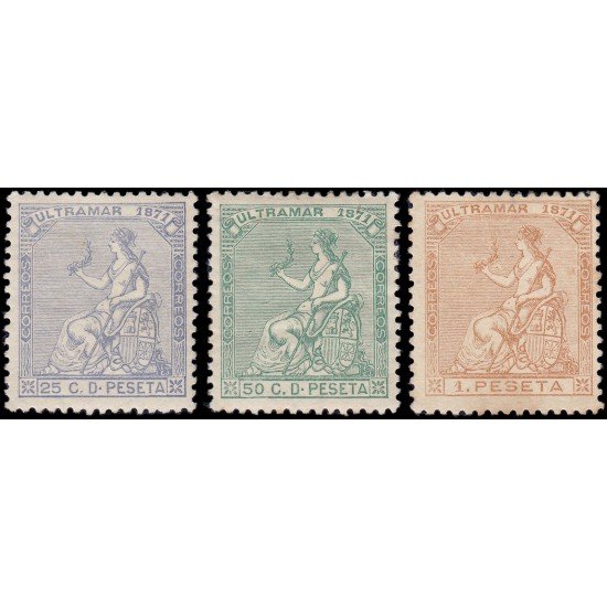 Antillas Antilles 22/24 1871 Alegoría de España MH Antillas Antilles 22/24 1871 Alegoría de España MH