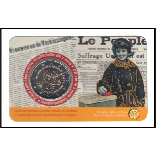 Bélgica 2023 Cartera Of. Coin Card Moneda 2 € conmemorativa Sufragio femenino Bélgica 2023 Cartera Of. Coin Card Moneda 2 € conmemorativa Sufragio femenino