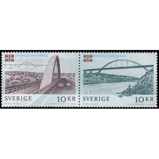 Suecia Sweden 2465/66 2005 Inauguración del puente Svinesund Emisión conjunta con Noruega MNH Suecia Sweden 2465/66 2005 Inauguración del puente Svinesund Emisión conjunta con Noruega MNH