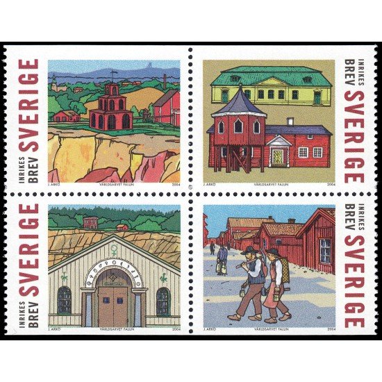 Suecia Sweden 2376/79 2004 Patrimonio mundial Villa minera de Falun MNH Suecia Sweden 2376/79 2004 Patrimonio mundial Villa minera de Falun MNH