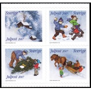 Suecia Sweden 2592/95 2007 Navidad Ilustraciones de los cuentos infantiles de Astrid Lindgren Autoadhesivos