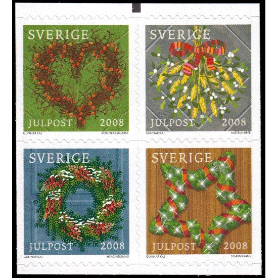 Suecia Sweden 2649/52 2008 Navidad Decoración de puertas MNH