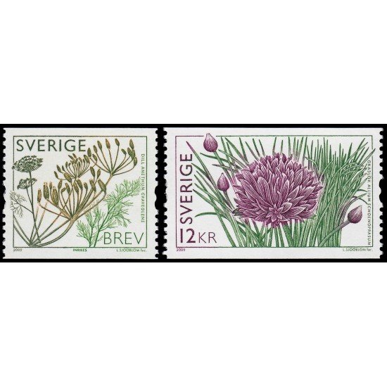 Suecia Sweden 2701/02 2009 Especias eneldo y cebollino MNH Suecia Sweden 2701/02 2009 Especias eneldo y cebollino MNH