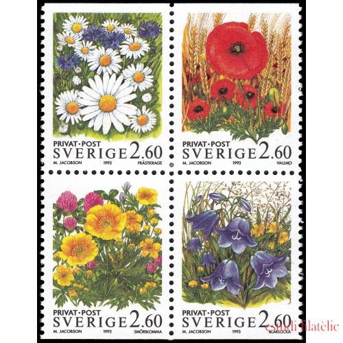 Suecia Sweden 1763/66 1993 Tarifa reducida Flores campestres MNH